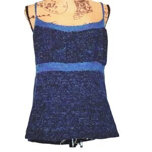 Knit by Lisa MacKay Handmade Babydoll Navy Cotton Knit Camisole Size Large